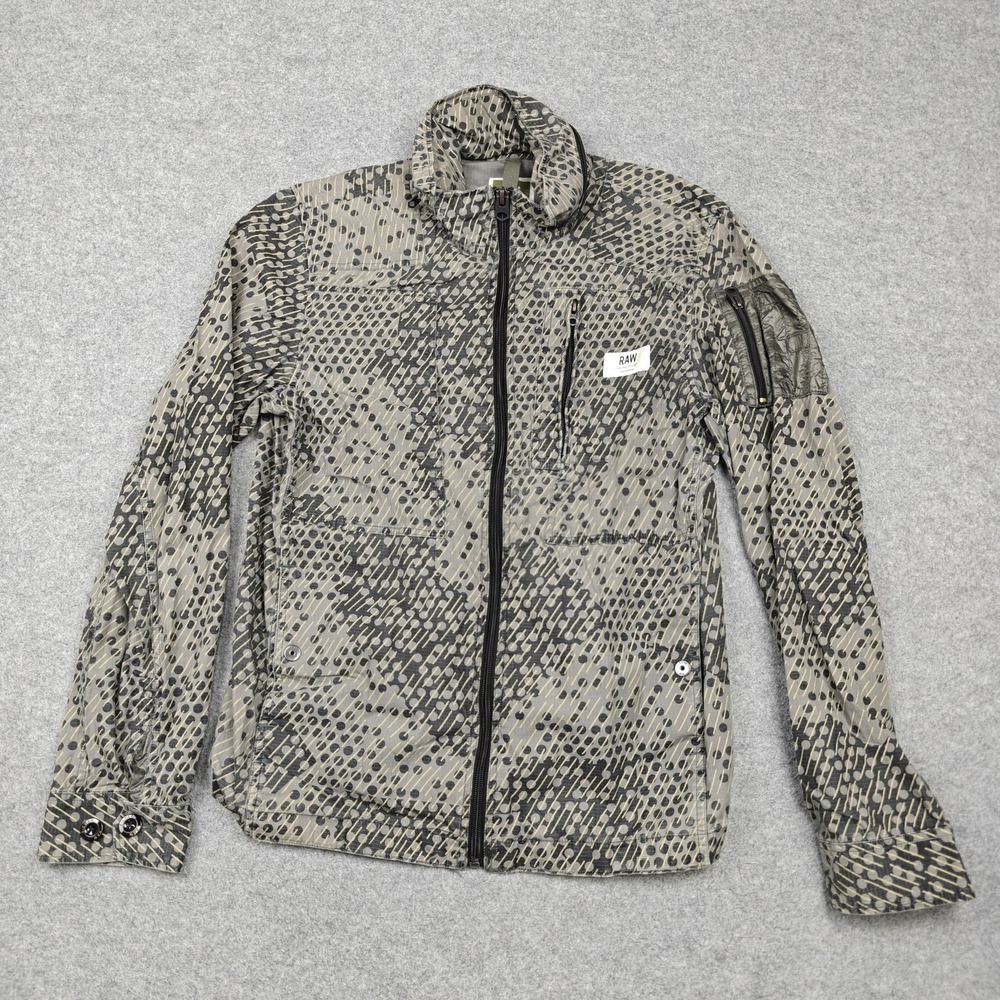 G-Star Raw Jacket Mens Large Gray Camo Powel G-13 Cargo Hooded Windbreaker
